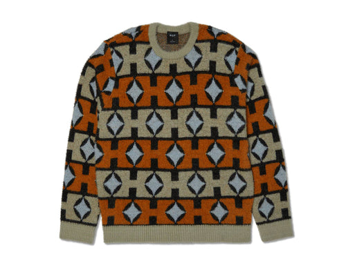 HUF - Space Age Crewneck Knit Sweater - Sunset