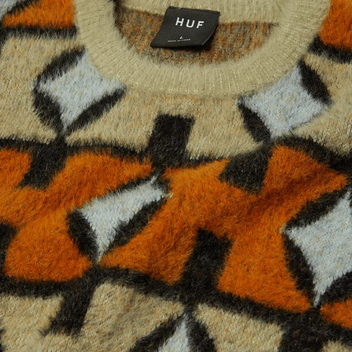 HUF - Space Age Crewneck Knit Sweater - Sunset