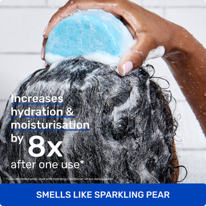 Increases hydration and moisturization by 8x after one use* 

*Clinically tested when used with Hydrating Conditioner versus damaged hair.

SMELLS LIKE SPARKLING PEAR