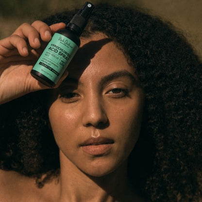 Hypochlorous Acid Spray applied after exercise to refresh sweaty, stressed skin