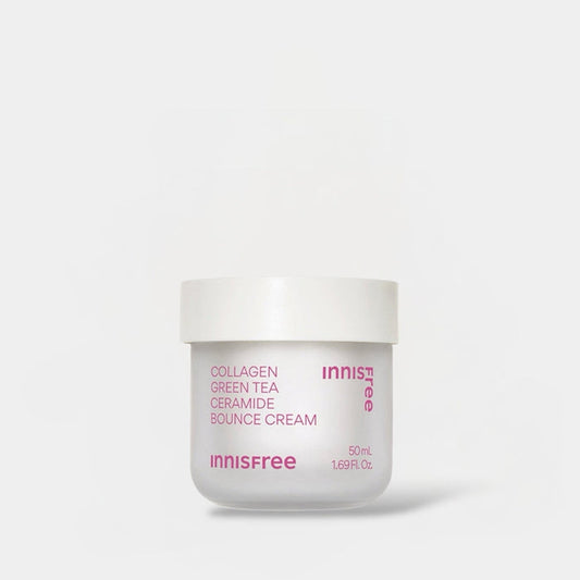 Innisfree Collagen Green Tea Ceramide Bounce Cream 50ml كريم إنيسفري بالكولاجين والشاي الأخضر والسيراميد بتركيبة مرطبة ومنعشة - Princess Cosmetics Qatar