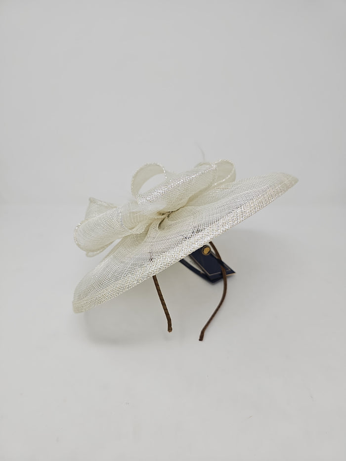 Ivory Silver Looped Round Disc Fascinator