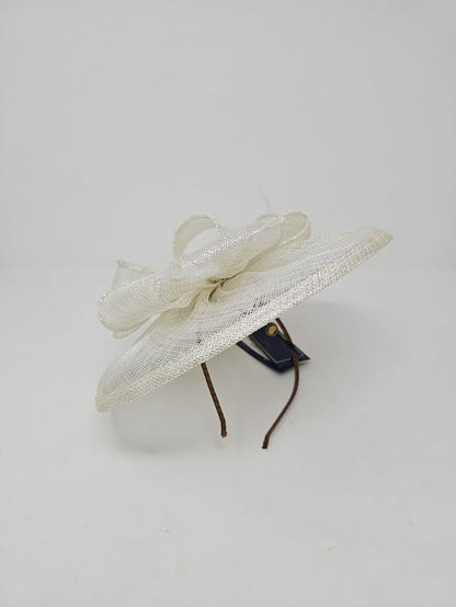 Ivory Silver Looped Round Disc Fascinator