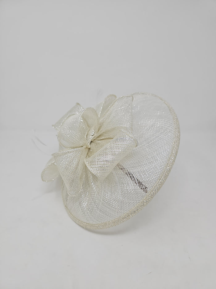 Ivory Silver Looped Round Disc Fascinator