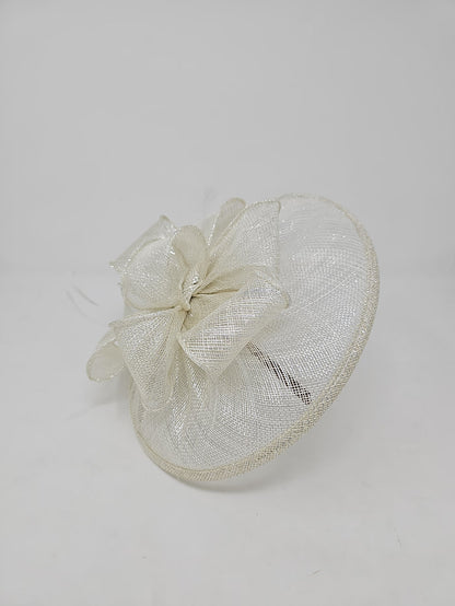 Ivory Silver Looped Round Disc Fascinator