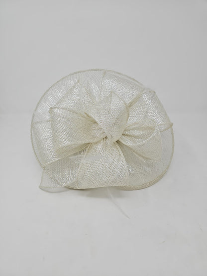 Ivory Silver Looped Round Disc Fascinator
