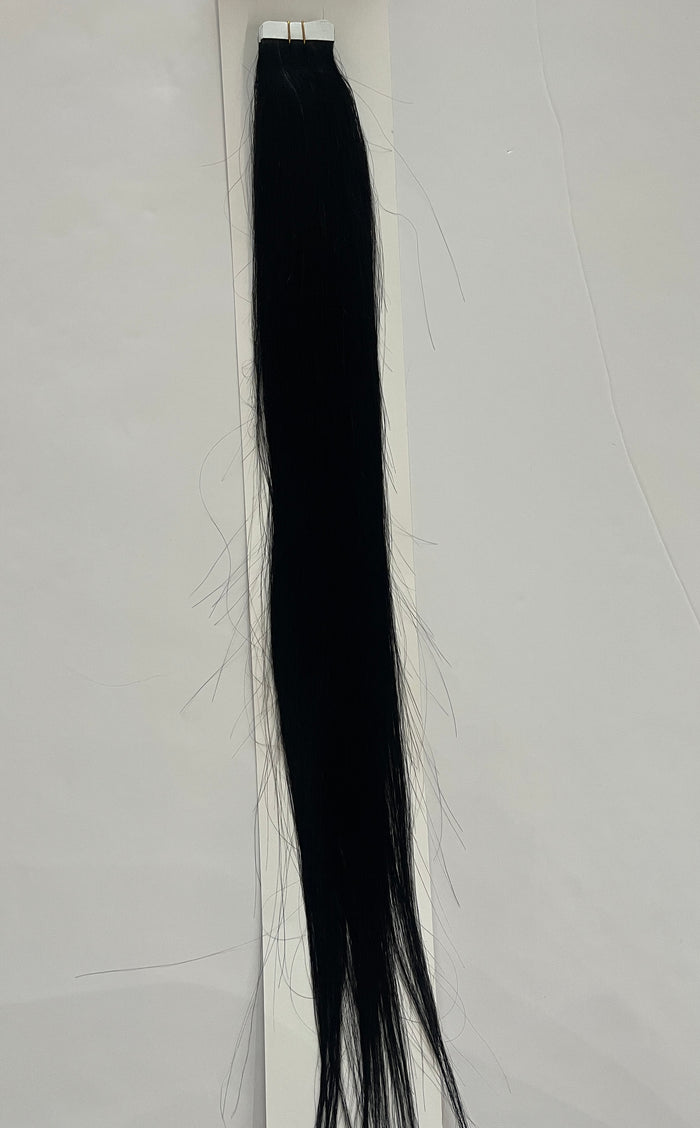 Jet Black #1 Tape-In Hair Extensions – 100% Remy Human Hair | 20 Tapes (50g) | 10’’–30’’ | Reusable