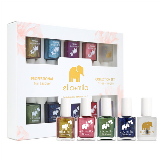 Jeweled Elegance 10th Birthday Collection 10-pack nail polish set with cuticle oil and top coat in its gift box – ella+mila