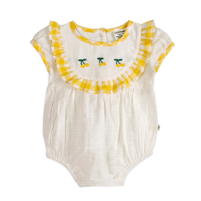 Josephine Lemons Embroidered Baby Romper Front (Organic)