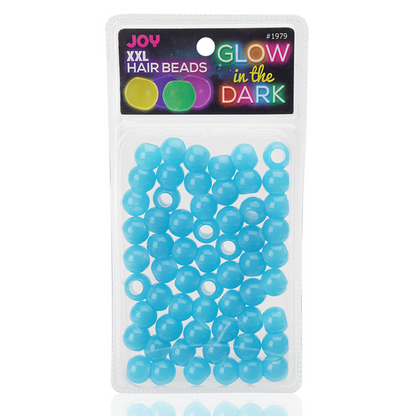 Joy Glow In the Dark Round Hair Beads XX-Large, 60 Count, Blue