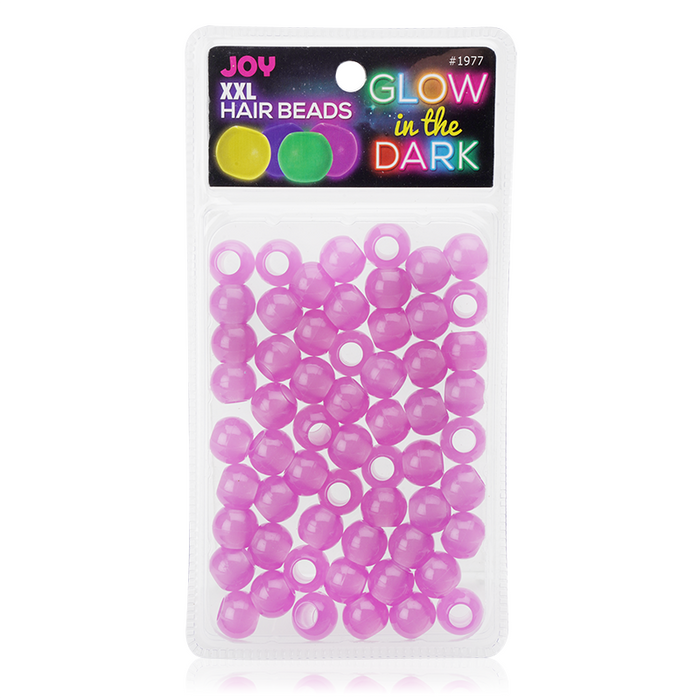 Joy Glow In the Dark Round Hair Beads XX-Large, 60 Count, Purple