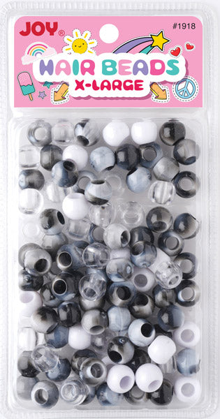 Joy Round Hair Beads X-Large, Black Two Tone