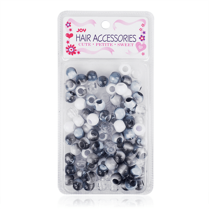 Joy Round Hair Beads X-Large, Black Two Tone