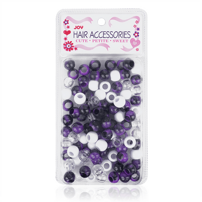 Joy Round Hair Beads X-Large, Dark Purple Two Tone Mix