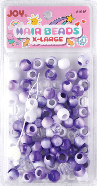 Joy Round Hair Beads X-Large, Purple Two Tone Mix