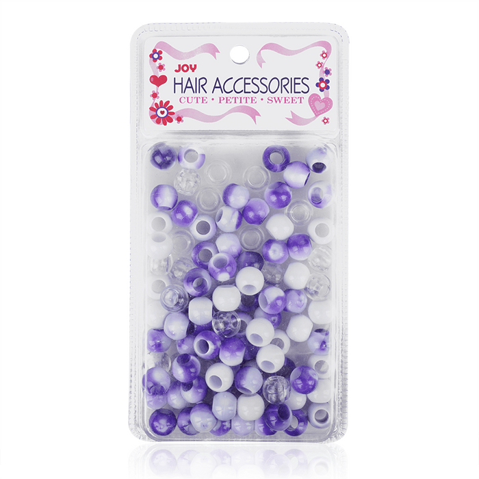 Joy Round Hair Beads X-Large, Purple Two Tone Mix