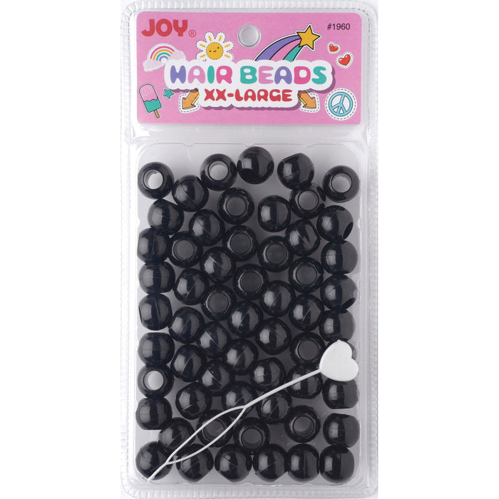 Joy Round Hair Beads XX-Large, 60 Count, Black