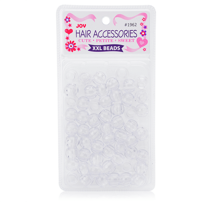 Joy Round Hair Beads XX-Large, 60 Count, Clear