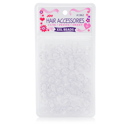 Joy Round Hair Beads XX-Large, 60 Count, Clear