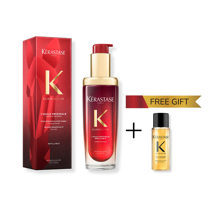 Kérastase Elixir Ultime Refillable 75ml - Limited Edition + 15ml Travel Elixir Free Gift