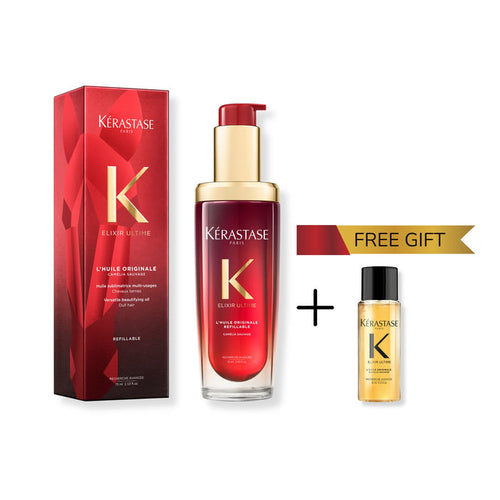 Kérastase Elixir Ultime Refillable 75ml - Limited Edition + 15ml Travel Elixir Free Gift