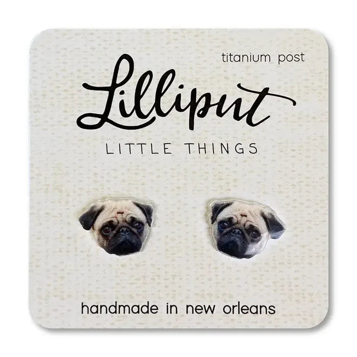 Lilliput Pug Dog Earrings