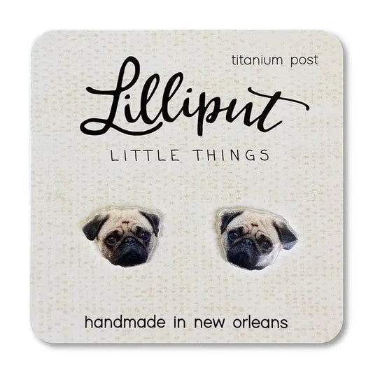 Lilliput Pug Dog Earrings
