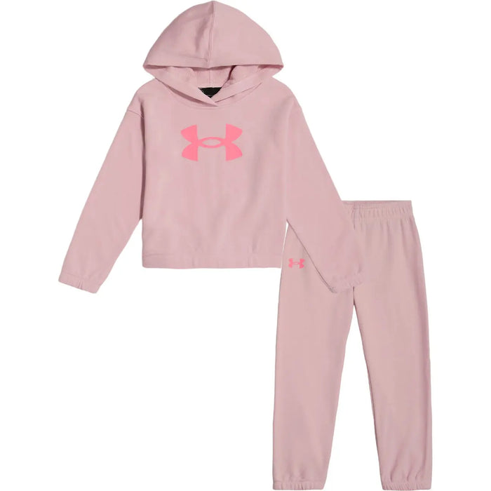 Little Girls' Prime Pink Reset Logo Hoodie And Sweatpants Set | Under Armour | Under Armour | Jenni Kidz