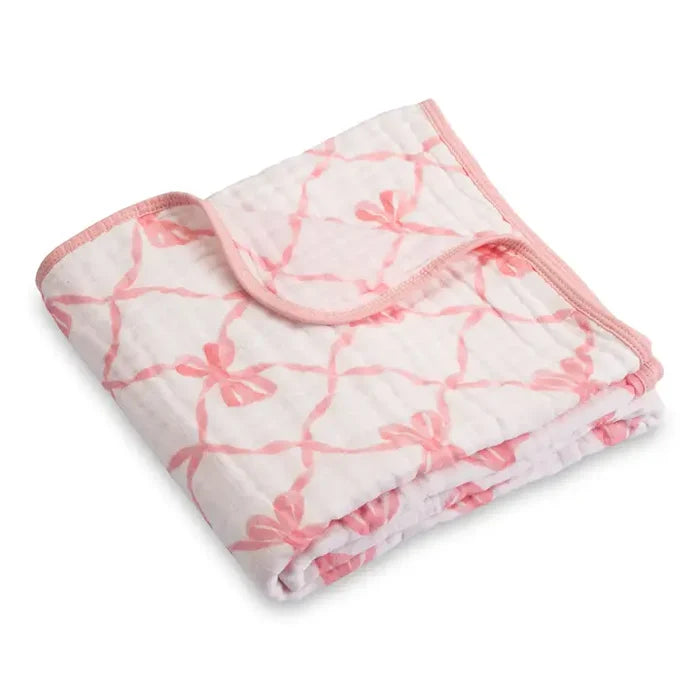 Lolly Banks Beautiful Bows Baby Toddler Muslin Blanket