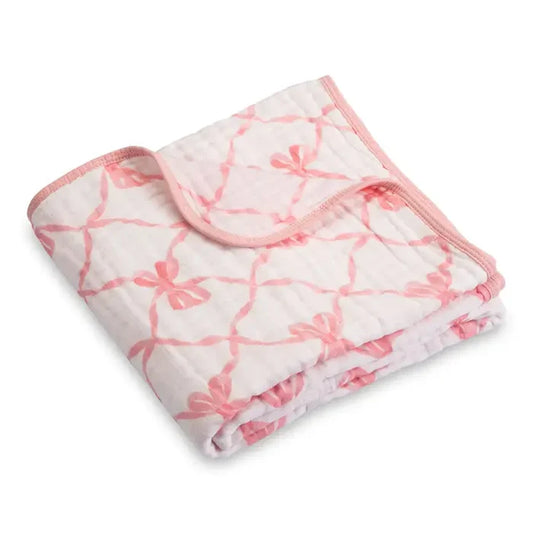 Lolly Banks Beautiful Bows Baby Toddler Muslin Blanket