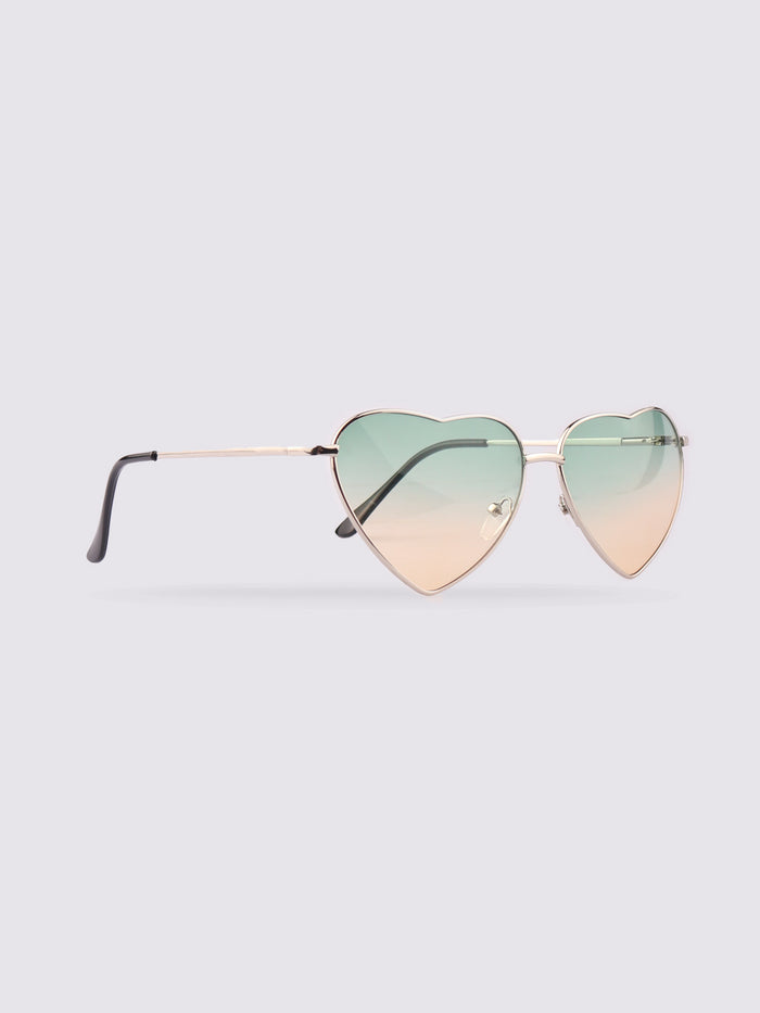 Love Heart Sunglasses | Green-Gold-Image 2