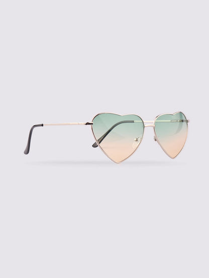 Love Heart Sunglasses | Green-Gold-Image 2