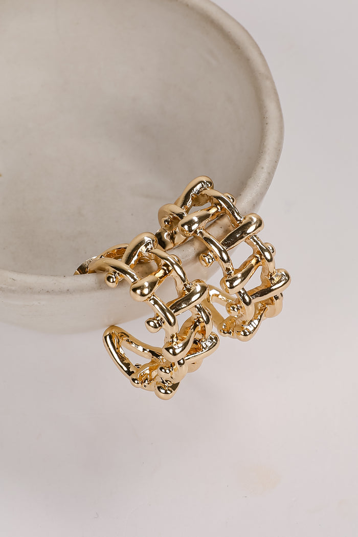 Maggie Gold Chainlink Hoop Earrings