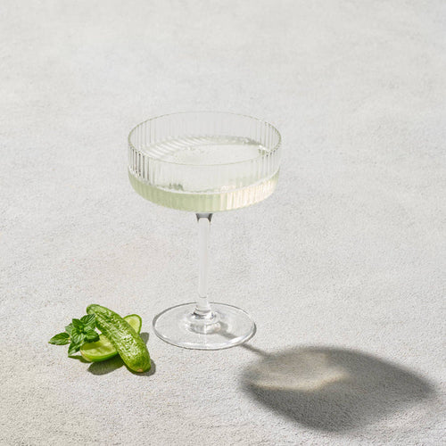 Malibu Ribbed Glass 10 Oz Champagne Coupe, Clear