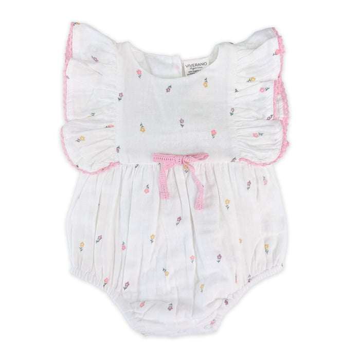 Margot Flower Baby Romper Front (Organic)