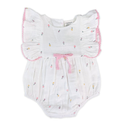 Margot Flower Baby Romper Front (Organic)