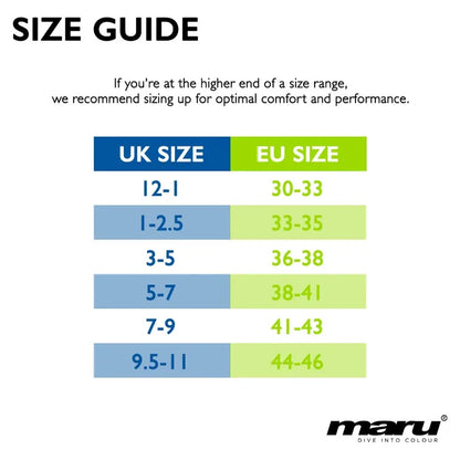 Maru Short Blade Fin in purple and blue, children's scuba or snorkel fins with adjustable straps and lightweight design.