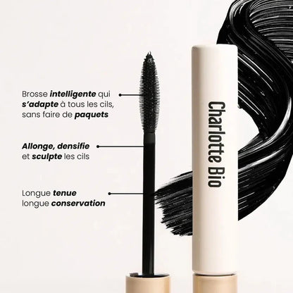 Mascara Volume Boost naturel noir bio, idéal yeux sensibles – Charlotte Bio