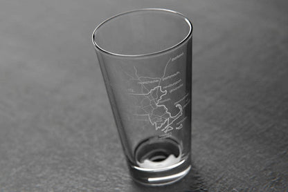 Massachusetts State Map Etched Pint Glass