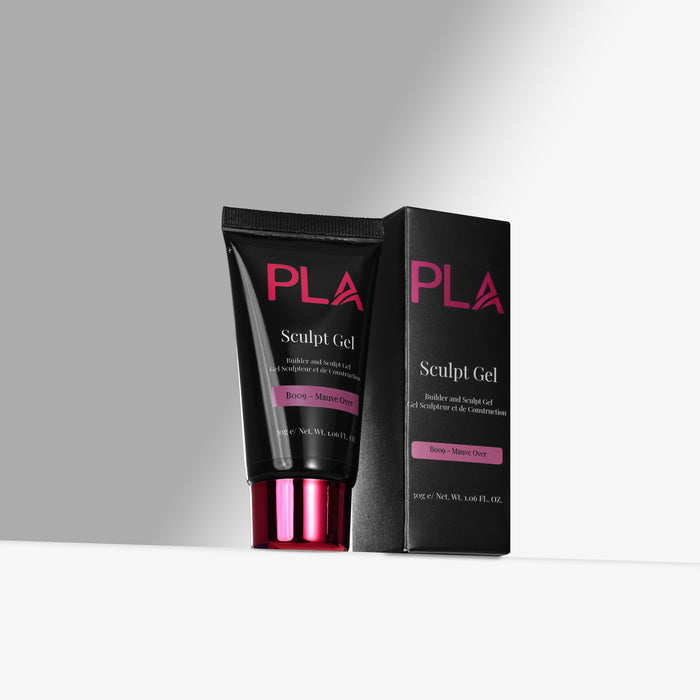 PLA Sculpt Gel with black packaging and pink accents on a gray background