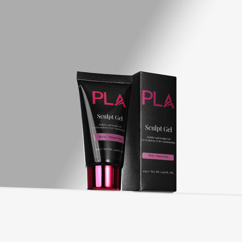 PLA Sculpt Gel with black packaging and pink accents on a gray background