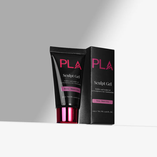 PLA Sculpt Gel with black packaging and pink accents on a gray background
