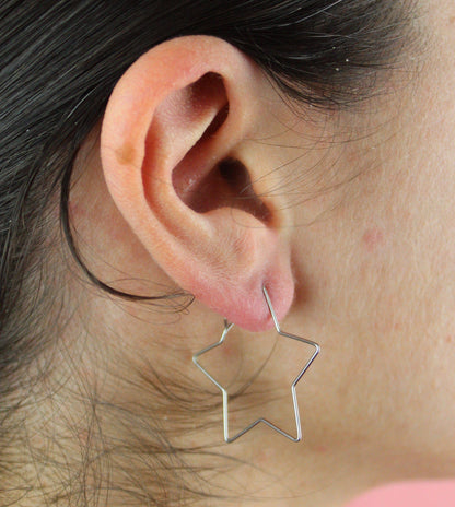 Star Wire Hoop Earrings