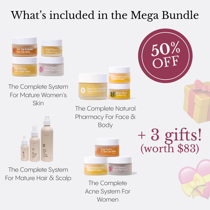 Frøya Organics Mega Gift Bundle open jar revealing concentrated complete skincare set texture