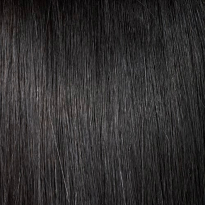 OUTRE black straight hair pineapple ponytail extension close up showing silky smooth texture for sleek ponytails