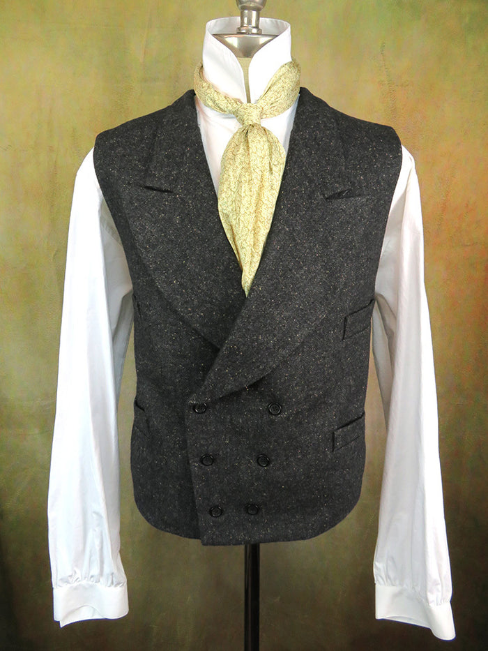 Men's Double Breasted Vest - Charcoal Herringbone with Copper Flecks #201-B