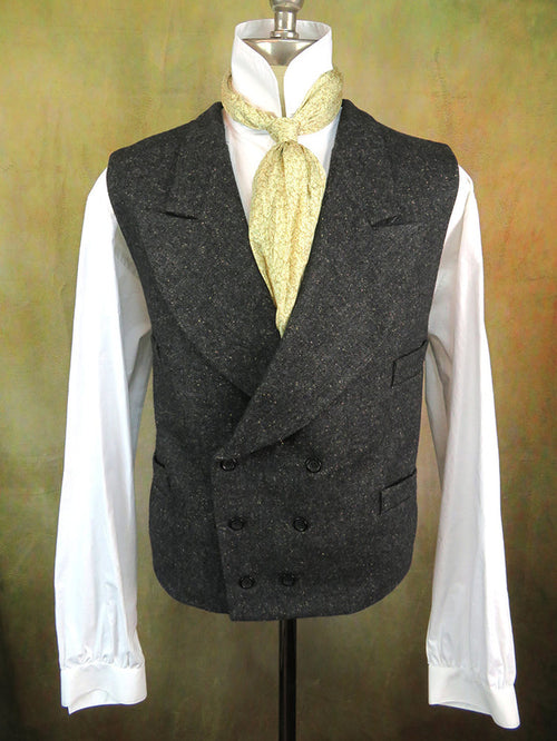 Men's Double Breasted Vest - Charcoal Herringbone with Copper Flecks #201-B