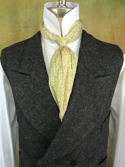 Men's Double Breasted Vest - Charcoal Herringbone with Copper Flecks #201-B