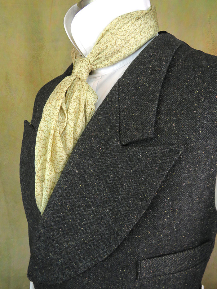 Men's Double Breasted Vest - Charcoal Herringbone with Copper Flecks #201-B