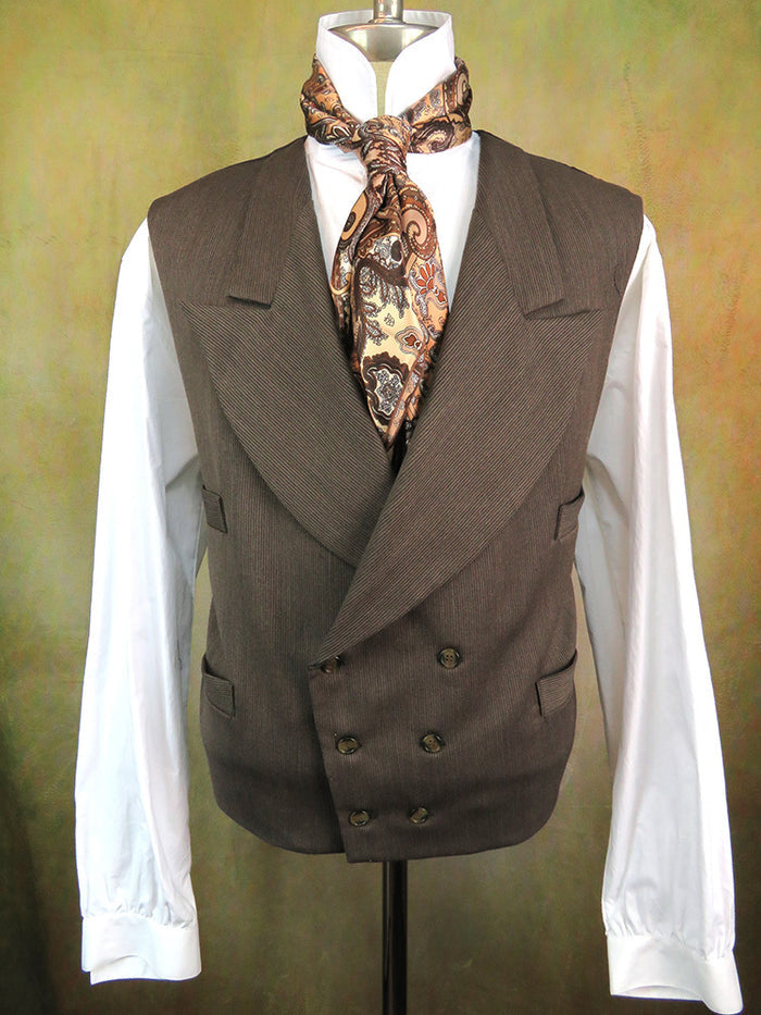 Men's Double Breasted Vest - Dark Brown Twill #841